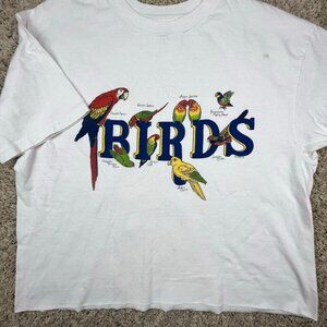 Exotic Birds CROP TOP T Shirt Macaw Lovebirds Parrot White Hanes Beefy T Size XL